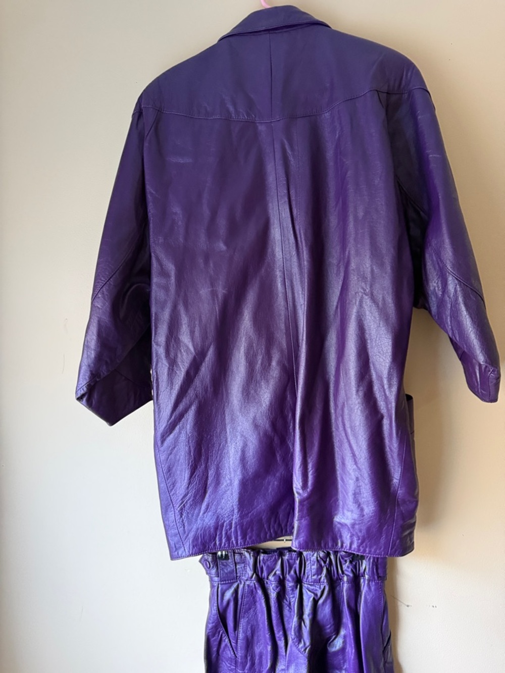 80s vintage!!! Bold Purple Leather Jacket and Pants Set - Picture 11 of 11